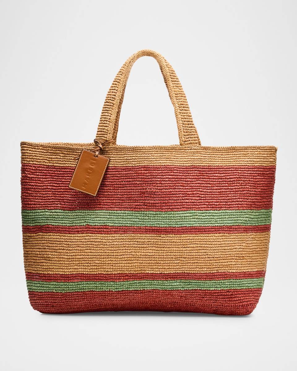 Sunset Large Striped Raffia Tote Bag